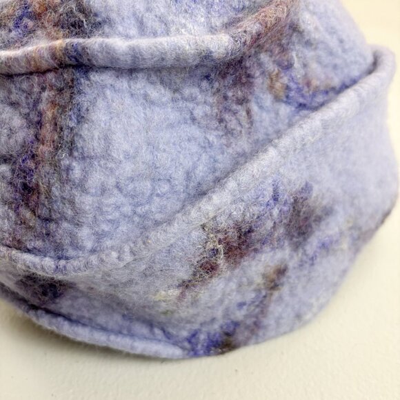 ARTISAN Handcrafted Felt Wool Hat Cap Swirl Pattern Lagenlook Artsy Fiber Lilac